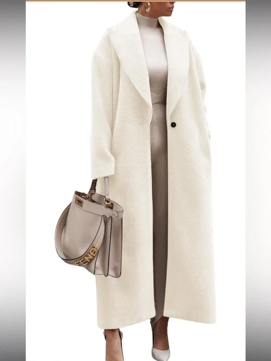 ebossy Women Fashion Notched Lapel Open Front Maxi Long Trench Coat - Picture 1 of 12